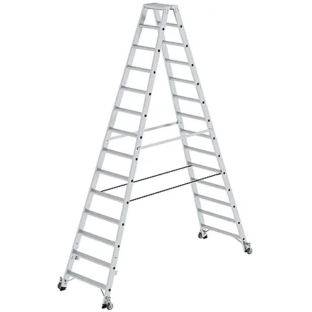 Munk  Stehleiter Stehleiter beidseitig begehbar mit Rollen 2x14 Stufen
