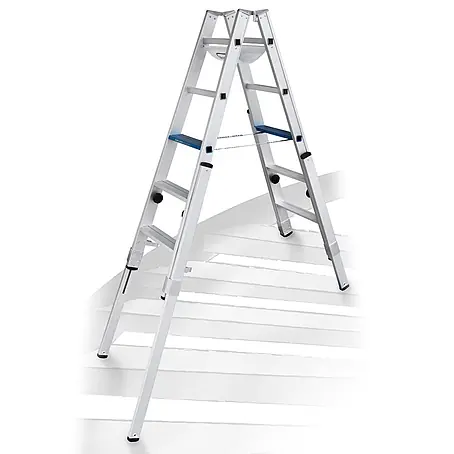Iller Leiter  Stehleiter Treppenhaus Multilift Ergo Plus eloxiert 2x5 Stufen