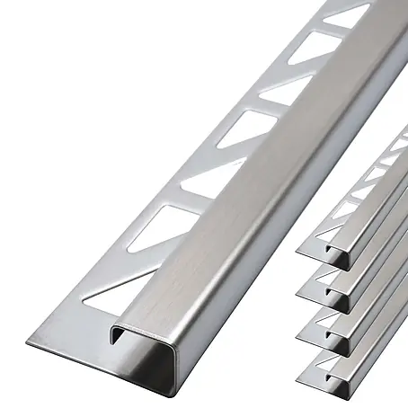 Dalsys  Quadroprofil 5x Fliesenschiene 2,5m x 12,5mm Eckprofil Quadrat Edelstahl Gebürstet