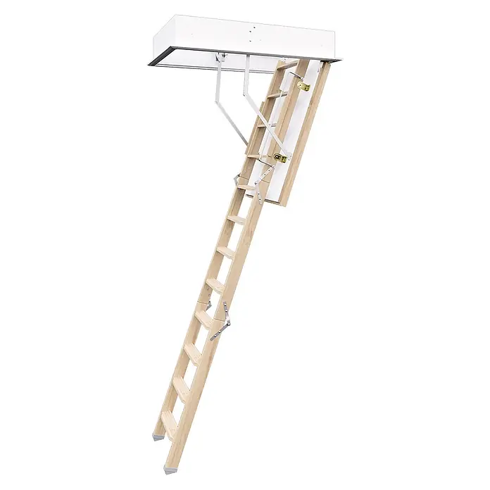 Roto Bodentreppe Bodentreppe profiLine EI2 60 3-teilig bis 288cm Raumhöhe 120x60cm Rohbauma -  - Ausgezogene Naturholz-Bodentreppe.