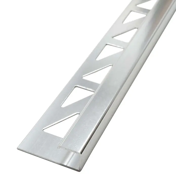 Dalsys Fliesenprofil 2,5m Fliesenschiene 12,5mm Eckprofil Aluminium Silber matt - Aluminium, Silber - Silbernes Aluminium-Fliesenprofil mit gelochtem Flansch und abgerundeter Kante.