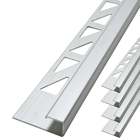 Dalsys  Fliesenprofil 5x Fliesenschiene 2,5m x 10mm Eckprofil Aluminium Chrom