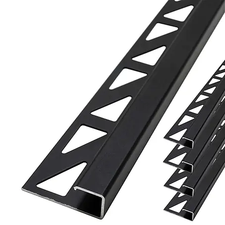 Dalsys  Fliesenprofil 5x Fliesenschiene 2,5m x 10mm Eckprofil Aluminium Schwarz