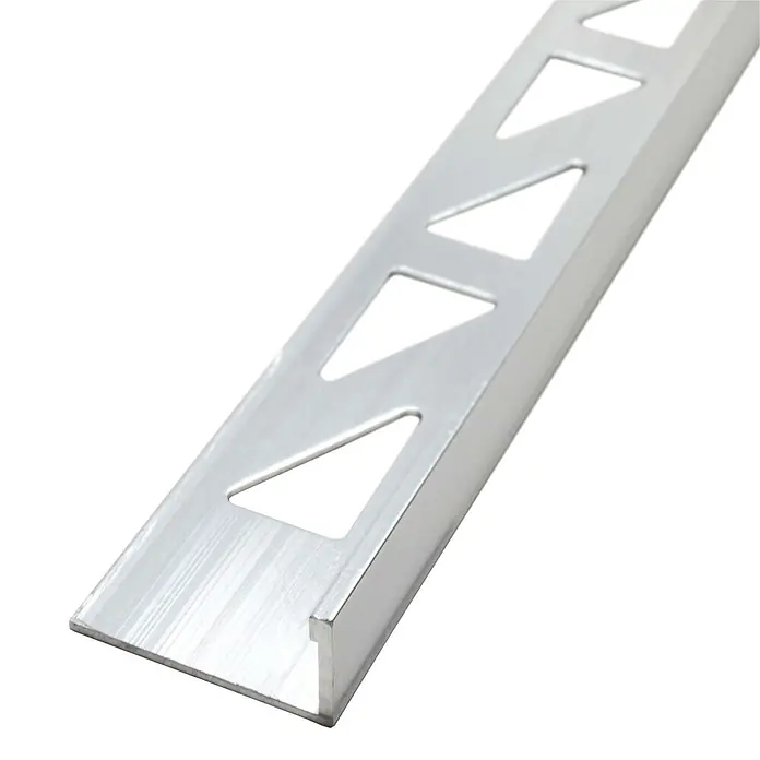 Dalsys Fliesenprofil 2,5m Fliesenschiene 12,5mm Winkelprofil Aluminium Silber - Aluminium, Silber - Silberne Aluminium-Fliesenleiste mit dreieckigen Ausstanzungen am Ankersteg.