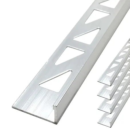 Dalsys  Fliesenprofil 5x Fliesenschiene 2,5m x 12,5mm Winkelprofil Aluminium Silber