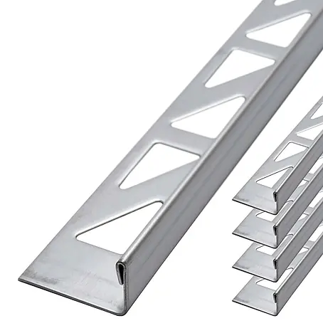 Dalsys  Fliesenprofil 5x L-Profil Fliesenschiene 2,5m x 12,5mm Winkelprofil Edelstahl Gebürstet