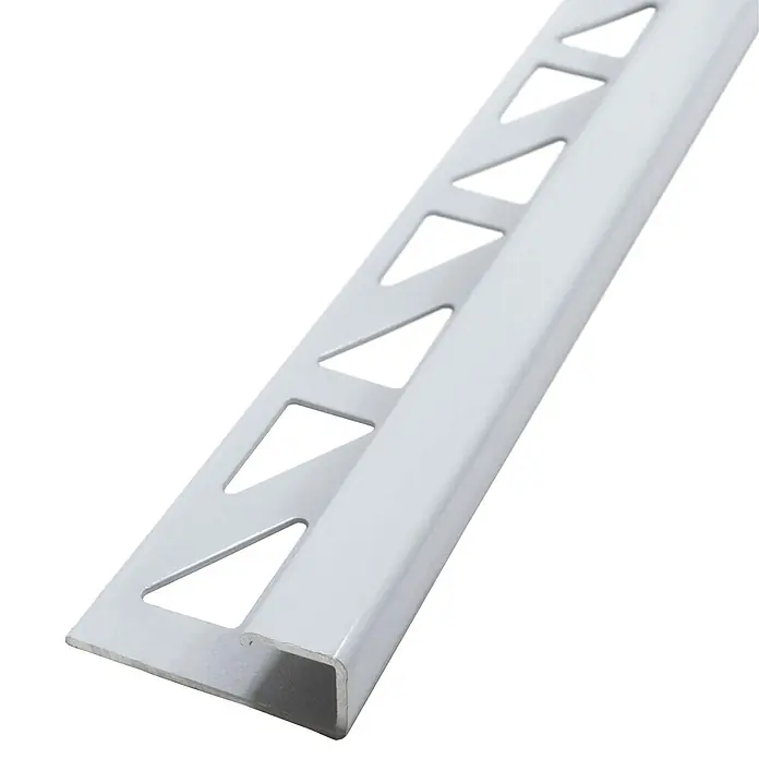 Dalsys Fliesenprofil 2,5m Fliesenschiene 10mm Eckprofil Aluminium Weiß - Aluminium, Weiß, 250 x 1 cm - Silberfarbene L-förmige Fliesenschiene mit dreieckigen Perforationen für sicheren Fliesenhaftung.