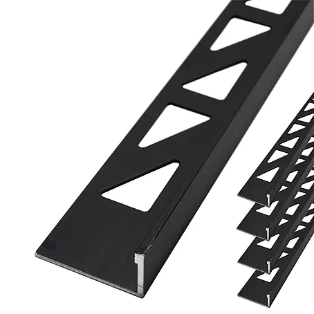 Dalsys  Fliesenprofil 5x Fliesenschiene 2,5m x 8mm Winkelprofil Aluminium Schwarz