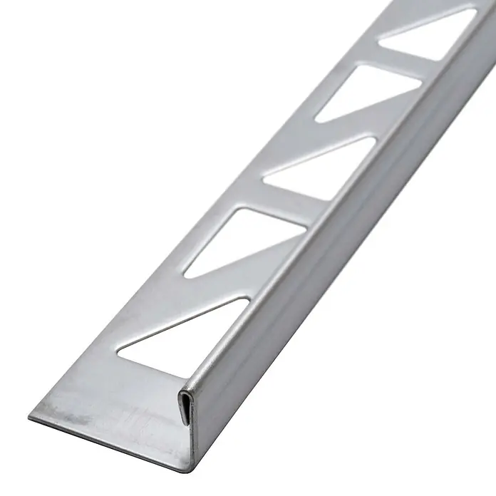 Dalsys Fliesenprofil 2,5m L-Profil Fliesenschiene 12,5mm Winkelprofil Edelstahl Gebürstet - Edelstahl, Silber, 250 x 12 cm - Silbernes Metall-Fliesenprofil mit dreieckigen Perforationen zur sicheren Fliesenverlegung.