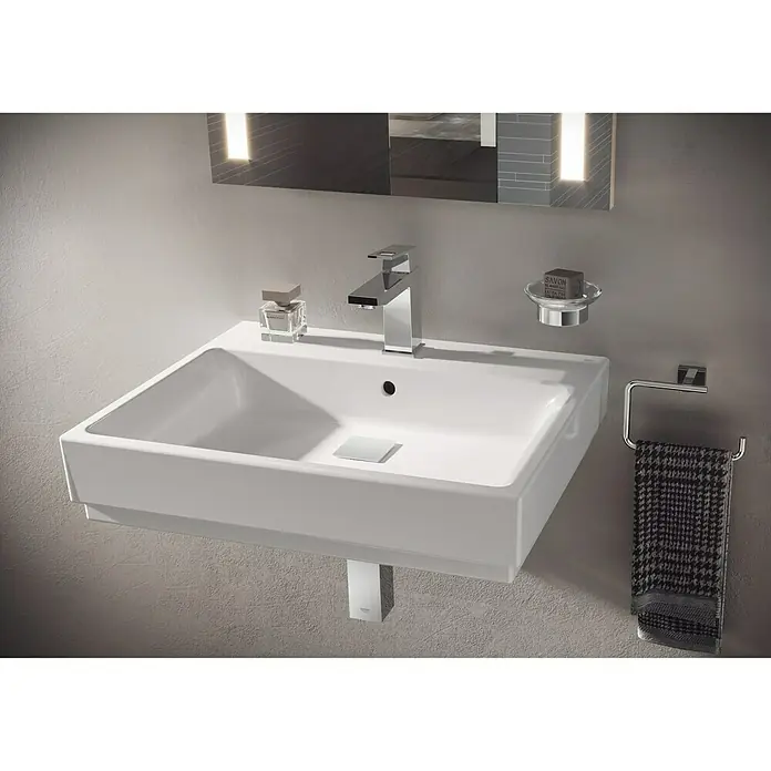 Grohe Essentials Cube Becher- & Seifenhalter - Chrom, Glänzend - Ein elegantes Waschbecken mit Armatur, Seifenschale und Handtuchhalter. Das moderne Design passt perfekt in jedes Badezimmer.