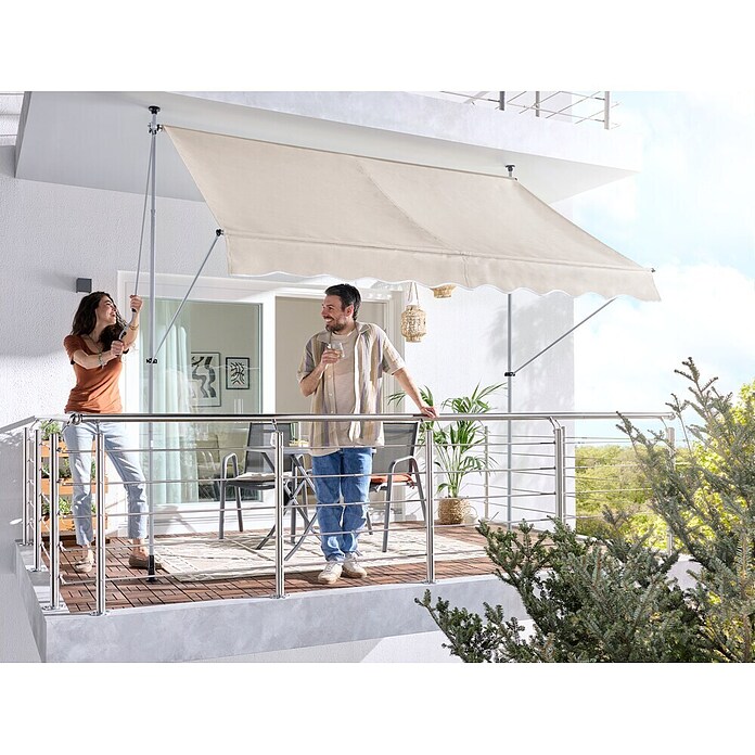 Sunfun Klemmmarkise (Beige, Breite: 2,5 m, Ausfall: 1,3 m) | BAUHAUS