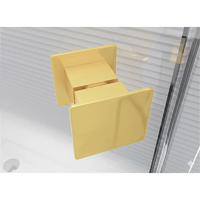 Glaszentrum Hagen U-Duschkabine 90x80x90x180 cm Ares U-Duschkabine GOLD - Imprägniert, Farblos - Goldener, quadratischer Doppelknauf für Glastüren.