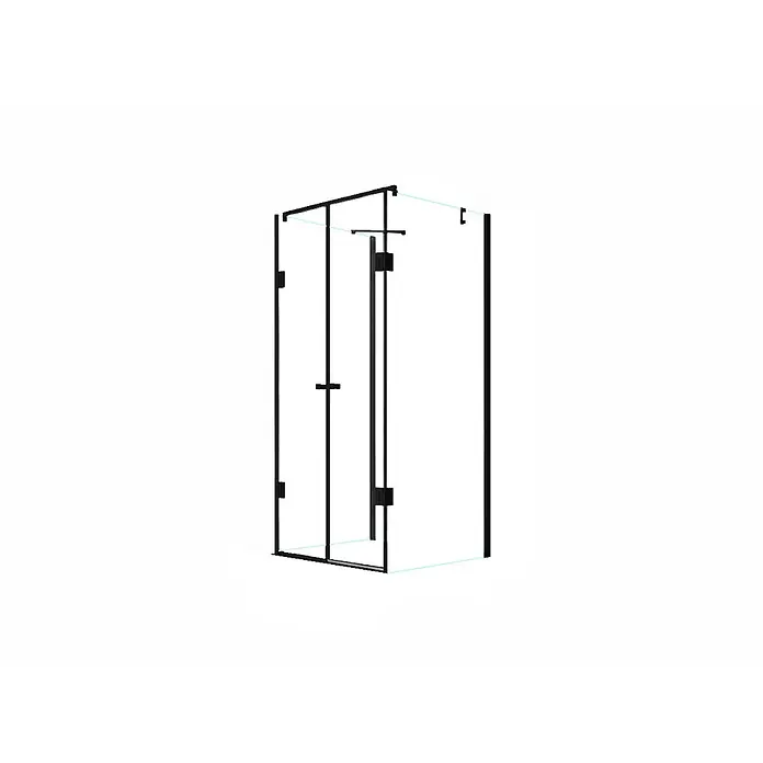 Glaszentrum Hagen U-Duschkabine 90x120x90x195 cm Ares U-Duschkabine Schwarz - Imprägniert, Farblos - Schwarze Duschkabine mit Klarglas und Schwingtür.