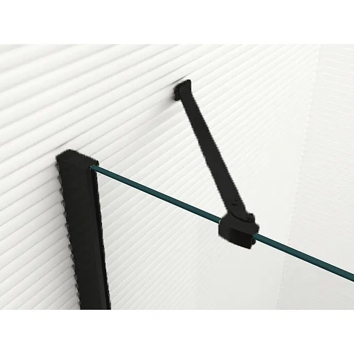 Glaszentrum Hagen U-Duschkabine 90x120x90x195 cm Ares U-Duschkabine Schwarz - Imprägniert, Farblos - Weißes Plissee mit schwarzen Seitenprofilen und einem Glas-Bedienstab.