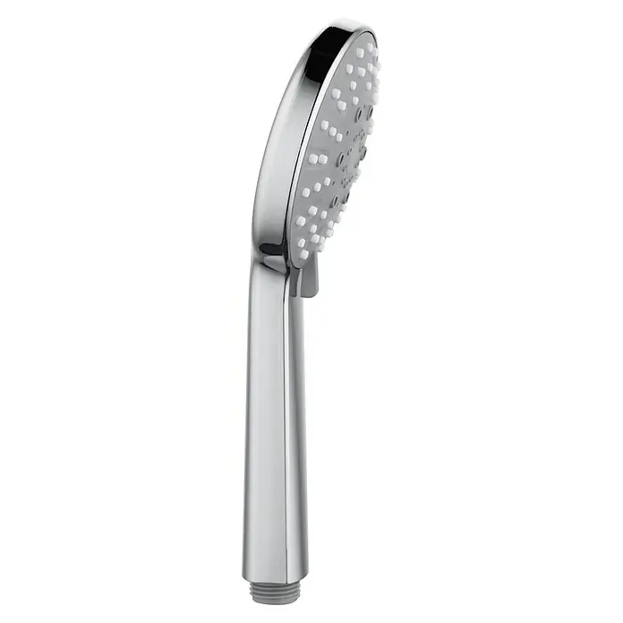 Mixomat Handbrause Spitter - Anzahl Funktionen: 3 Stk., Chrom - Hochglanzpolierter Chrom-Duschkopf mit grauer Sprühfläche und weißen Noppen. Ein elegantes und funktionales Badezimmeraccessoire.