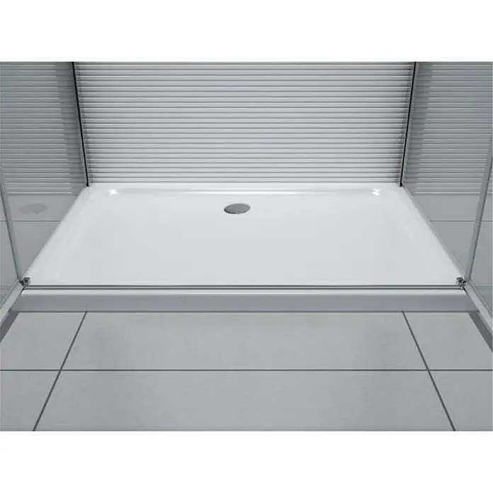 Glaszentrum Hagen U-Duschkabine 80x100x80x180 cm Ares U-Duschkabine - Imprägniert, Farblos - Weiße Duschwanne mit zentralem Abfluss für eine Duschkabine.