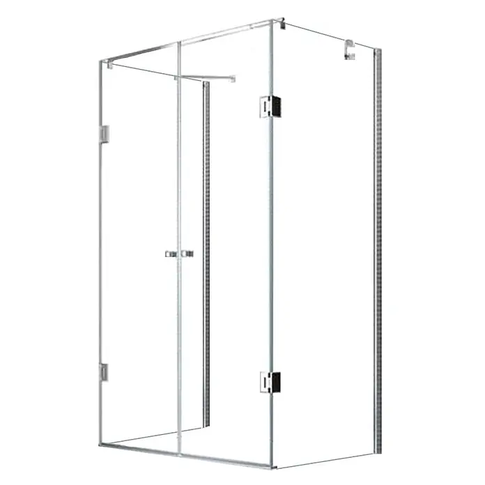Glaszentrum Hagen U-Duschkabine 90x120x90x195 cm Ares U-Duschkabine - Imprägniert, Farblos - Eckduschkabine aus Glas mit silbernen Metallrahmen und Scharnieren, mit transparenter Tür.