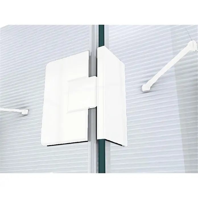 Glaszentrum Hagen U-Duschkabine 100x120x100x195 cm Ares U-Duschkabine Weiß - Imprägniert, Farblos - Weißes Glastürband mit breiten Verbindungsplatten und schlanken Stützstangen.