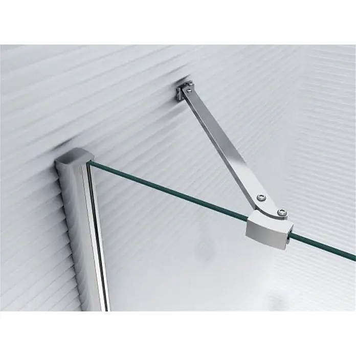 Glaszentrum Hagen Eckdusche 100x80x195 cm DEMETER EckDuschkabine inkl. Tasse + Siphon - 80 x 100 x 195 cm, Imprägniert, Farblos, Stärke: 8 mm - Silberne Metall-Duschwand-Stabilisierungsstange, an Wand und klarer Glasplatte befestigt, die auch durch ein Wandprofil gesichert ist.