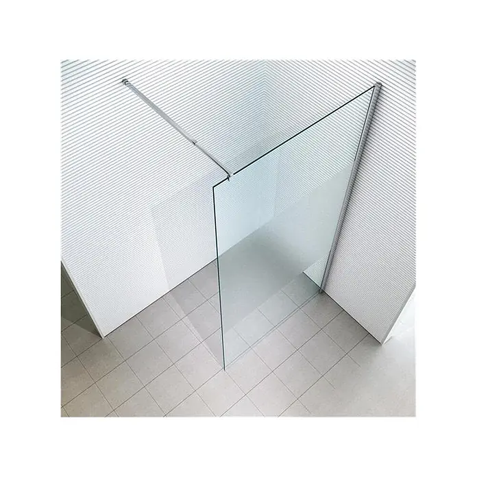 Glaszentrum Hagen Duschwand 120x200 cm EVA Walk in Dusche Satin Mitte - B x H: 120 x 200 cm, Eloxiert, Transparent, Weiß - Klare Glas-Walk-in-Duschabtrennung mit Metallstützstange, die einen offenen Duschbereich schafft.