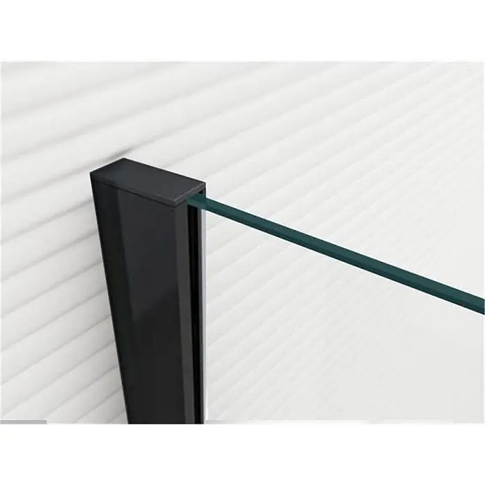 Glaszentrum Hagen Duschwand 60x200 cm Jade-B Walk in Duschwand Klar - B x H: 60 x 200 cm, Eloxiert, Farblos - Schwarzes Duschwandprofil sichert eine grün getönte Glasplatte.