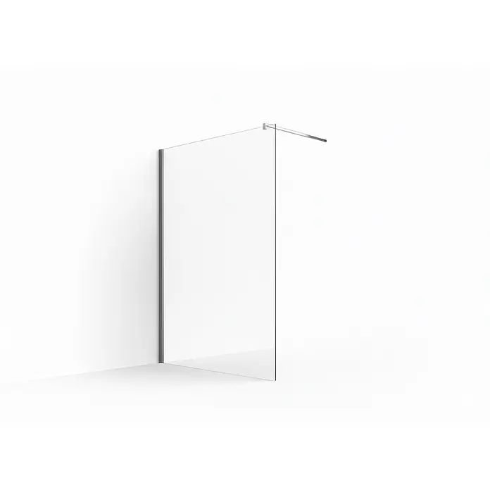 Glaszentrum Hagen Duschwand Walk in Duschwand 70x200 cm Klar - Eloxiert, Farblos - Feststehende Klarglas-Duschwand mit schlankem silbernem Wandprofil und Stützstange.