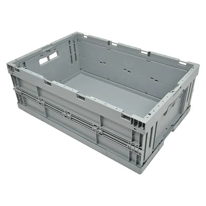 Eurobox - L x B x H: 60 x 40 x 22 cm, Fassungsvermögen: 39 l - Graue, zusammenklappbare Kunststoffbox für Lagerung & Transport. Praktisch und platzsparend.