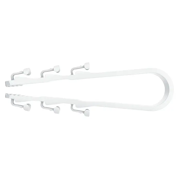 Fischer Nagelschelle Leitungsschlaufe SF plus LS 20/40 - 40 mm - Weißer Kunststoff-Kleiderbügel mit gezahnten Greifbacken und integrierten Zubehörhaken.
