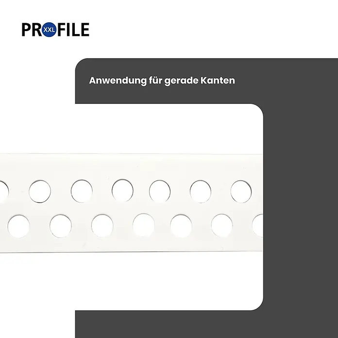 ProfileXXL Kantenschutz für Trockenbau 2,5m Eckschutzprofil 23 x 23mm Kantenschutz Trockenbau PVC Weiß - Weiß - Weißes perforiertes Profilband für gerade Kanten.