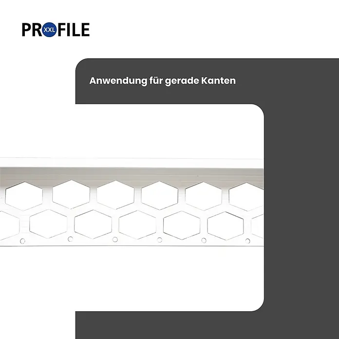 ProfileXXL Kantenschutz für Trockenbau 2,5m Abschlussprofil 40 x 14mm Putzschiene PVC Weiß - Weiß - Weißes, gelochtes Profil mit Sechsecklöchern, zur Anwendung für gerade Kanten.
