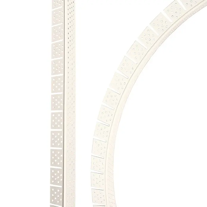 ProfileXXL Kantenschutz für Trockenbau 2,5m PVC Eckwinkel 32 x 32mm Rund Kantenschutz flexibel Trockenbau Weiß - Weiß - Weißes flexibles Lochprofil für Ecken und Bögen.