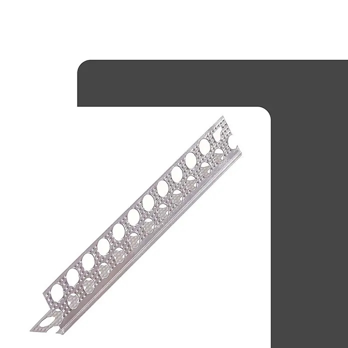 Protektor Kantenschutz für Trockenbau 50x 9079 Kantenprofil 250cm Aluminium Silber - Silber - Silbernes, metallisches, perforiertes L-Profil-Putzanschlussprofil.