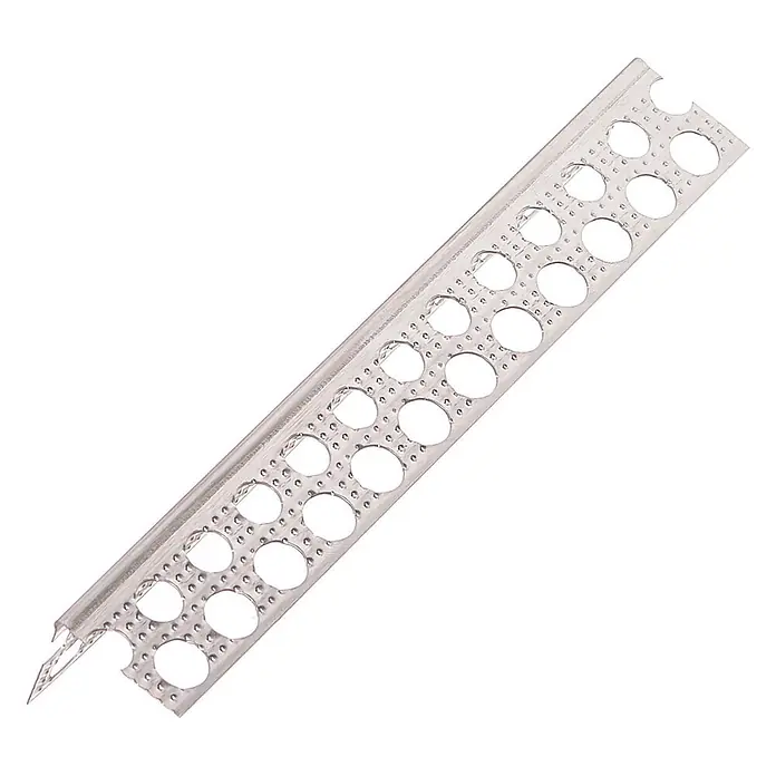 Protektor Kantenschutz für Trockenbau 50x 9079 Kantenprofil 250cm Aluminium Silber - Silber - Silberne Metalleckleiste mit großen und kleinen Perforationen für Putz- oder Trockenbauanwendungen.