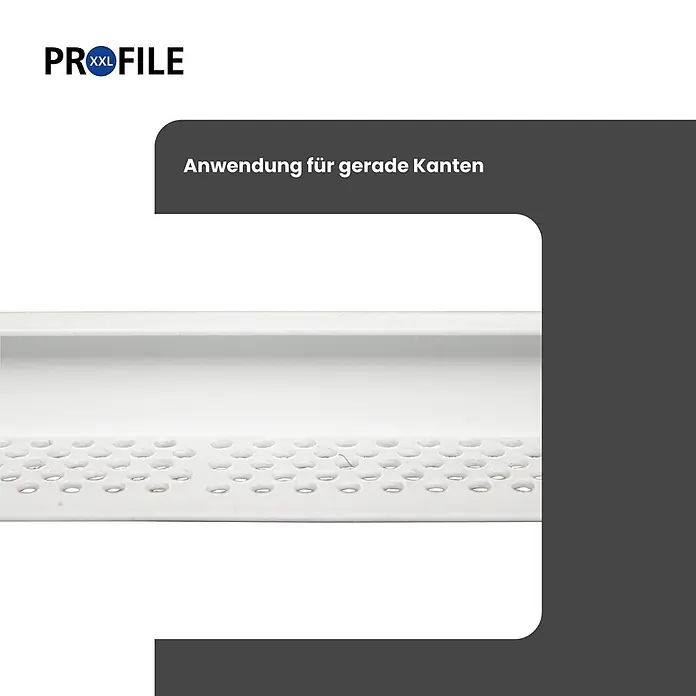 ProfileXXL Kantenschutz für Trockenbau 2,5m Abschlussprofil 25 x 16mm Putzschiene PVC Weiß - Weiß - Weißes Profil mit Lochstanzung für gerade Kanten.