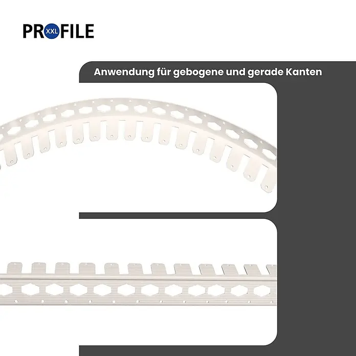 ProfileXXL Kantenschutz für Trockenbau 2,5m Eckschutzprofil flexibel 25 x 25mm Kantenschutz Trockenbau PVC Weiß - Weiß - Flexibles Leichtmetallprofil für gebogene und gerade Putzkanten, mit sechseckigen Aussparungen.
