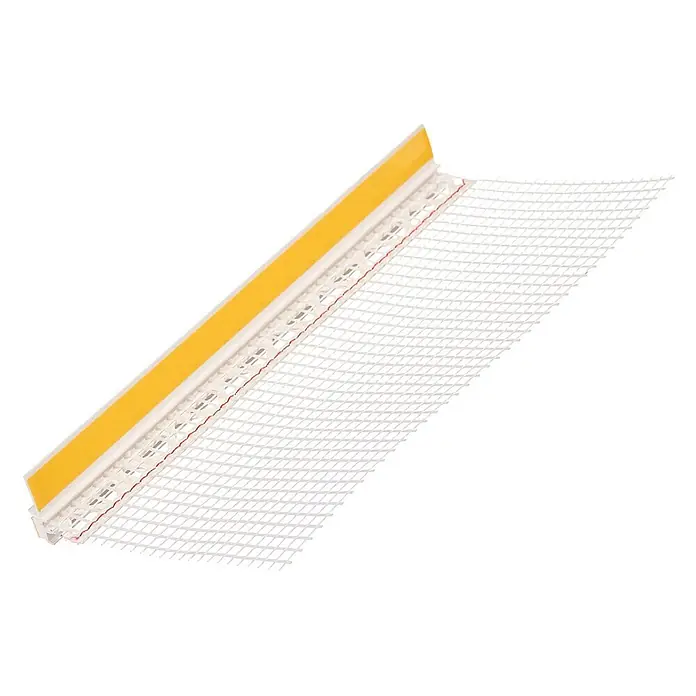 Protektor Kantenschutz für Trockenbau 50x Anputzleiste 260cm x 9mm Schutzlippe mit Gewebe Weiß - Weiß - Weißes PVC-Eckprofil mit Glasfasergewebe und gelbem Klebestreifen zum Verputzen.