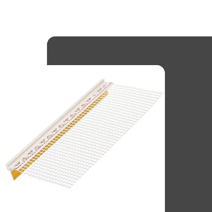 Protektor Kantenschutz für Trockenbau 50x Anputzleiste 260cm x 9mm Schutzlippe mit Gewebe Weiß - Weiß - Weißes Kunststoff-Eckprofil mit integriertem Gewebe und gelbem Klebestreifen für Putzarbeiten.