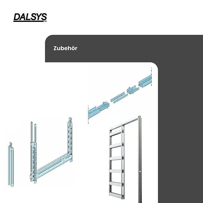 Dalsys Montagezubehör für Trockenbau Schiebetür CW 75 Erweiterungsset Glasschiebetür Silber -  - Metall-Systemkomponenten für Türen und Regale.