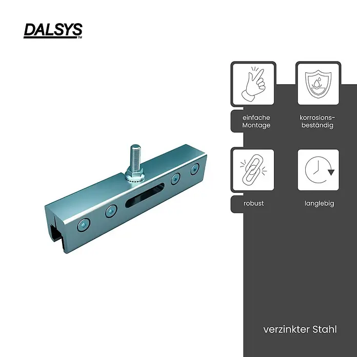 Dalsys Montagezubehör für Trockenbau Schiebetür CW 75 Erweiterungsset Glasschiebetür Silber -  - Metallische verzinkte Stahl-Montageklemme mit einer Schraube oben.