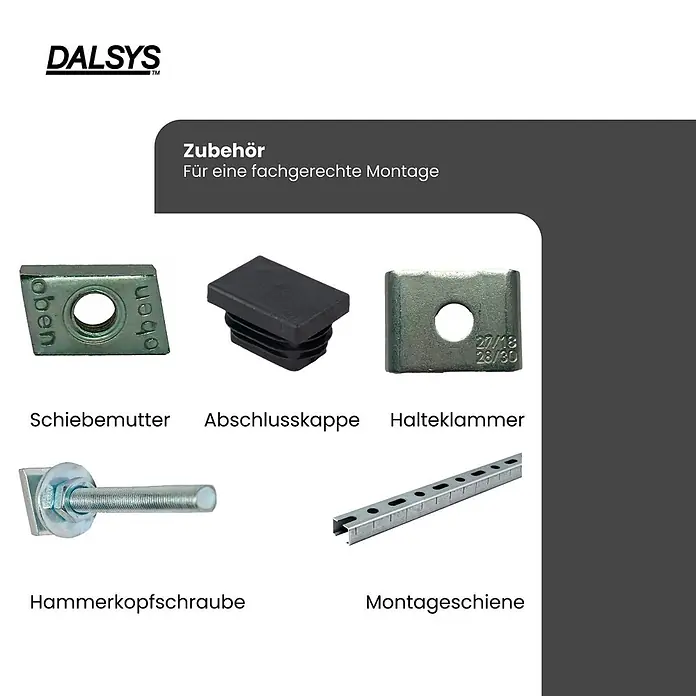 Dalsys Montagezubehör für Trockenbau 25x Schienenverbinder 38-40 Montageschiene Silber -  - DALSYS Montagezubehör aus Metall und Kunststoff: Schiebemuttern, Kappen, Klammern, Schrauben und Montageschienen.