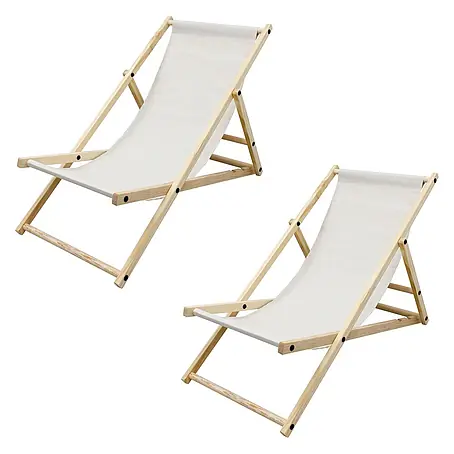 ECD Germany  Garten-Liegestuhl 2er Set Sonnenliege Beige Klappliegestuhl Relaxliege