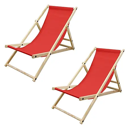 ECD Germany  Garten-Liegestuhl 2er Set Sonnenliege Rot Klappliegestuhl Relaxliege