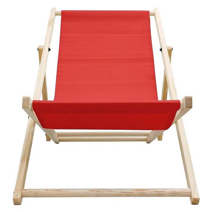 ECD Germany Garten-Liegestuhl Sonnenliege Rot Klappliegestuhl Relaxliege - Holz, Polyester, Rot, Braun - Roter Stoff-Liegestuhl mit Naturholzrahmen, schräg von vorne.