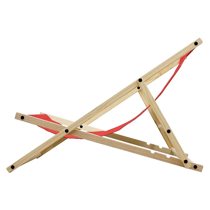 ECD Germany Garten-Liegestuhl Sonnenliege Rot Klappliegestuhl Relaxliege - Holz, Polyester, Rot, Braun - Verstellbarer Liegestuhl aus hellem Holz mit rotem Stoffbezug.