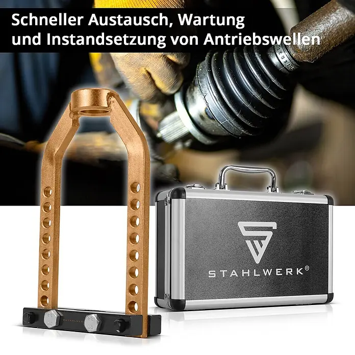 STAHLWERK Schweißzubehör-Set Gelenkwellen-Abzieher Antriebswellen-Trenner -  - Goldenes Achswellen-Werkzeug mit STAHLWERK Koffer, für schnelle Autoreparaturen.
