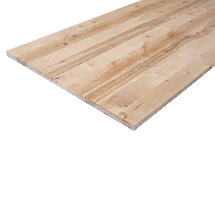 Tischplatte - Birke, 200 x 80 x 2,7 cm - Helle Massivholzplatte mit natürlicher Maserung und sichtbaren Ästen, ideal für Arbeitsplatten.