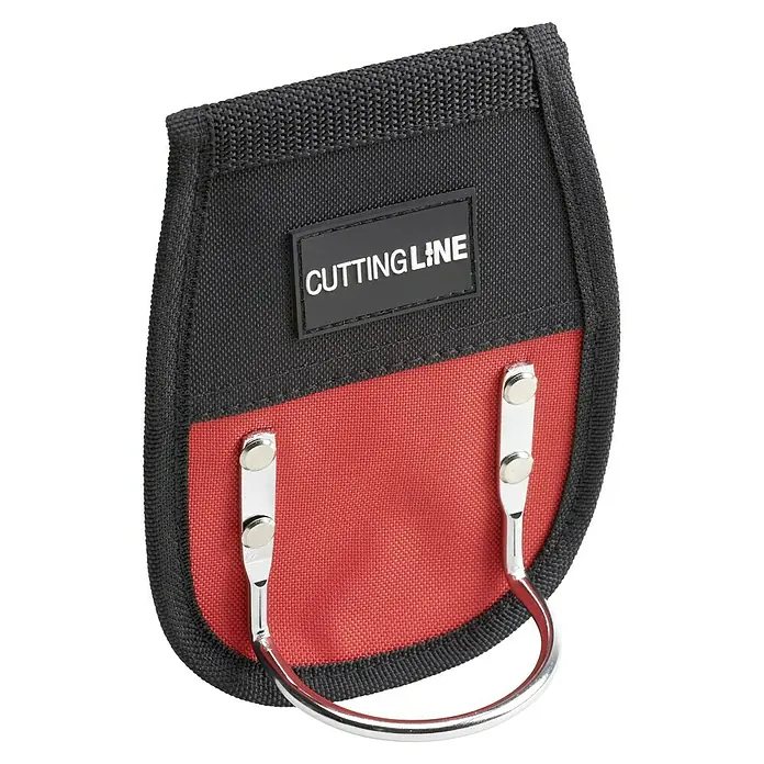 Hammerhalter - Nylon - Werkzeughalter der Marke Cutting Line. Der Halter ist schwarz, rot und hat einen silbernen Metallbügel zur Befestigung von Werkzeugen.