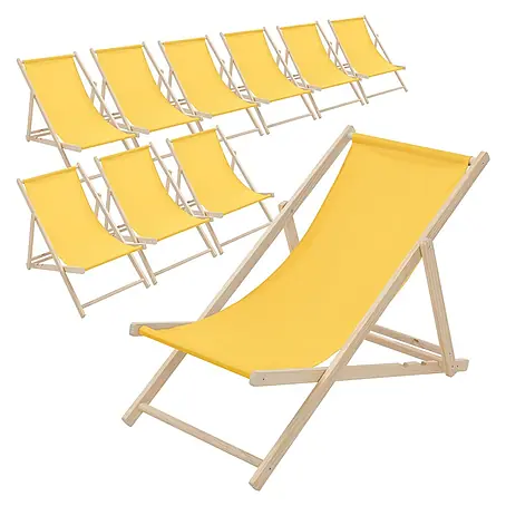 ECD Germany  Garten-Liegestuhl 10er Set Sonnenliege Gelb Klappliegestuhl Relaxliege