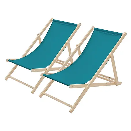 ECD Germany  Garten-Liegestuhl 2er Set Sonnenliege Dunkelgrün Klappliegestuhl Relaxliege