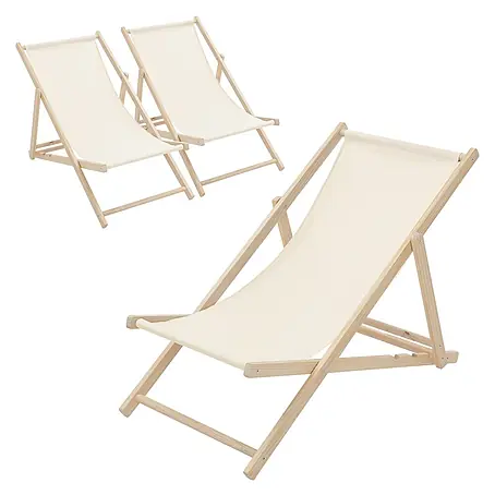 ECD Germany  Garten-Liegestuhl 3er Set Sonnenliege Beige Klappliegestuhl Relaxliege